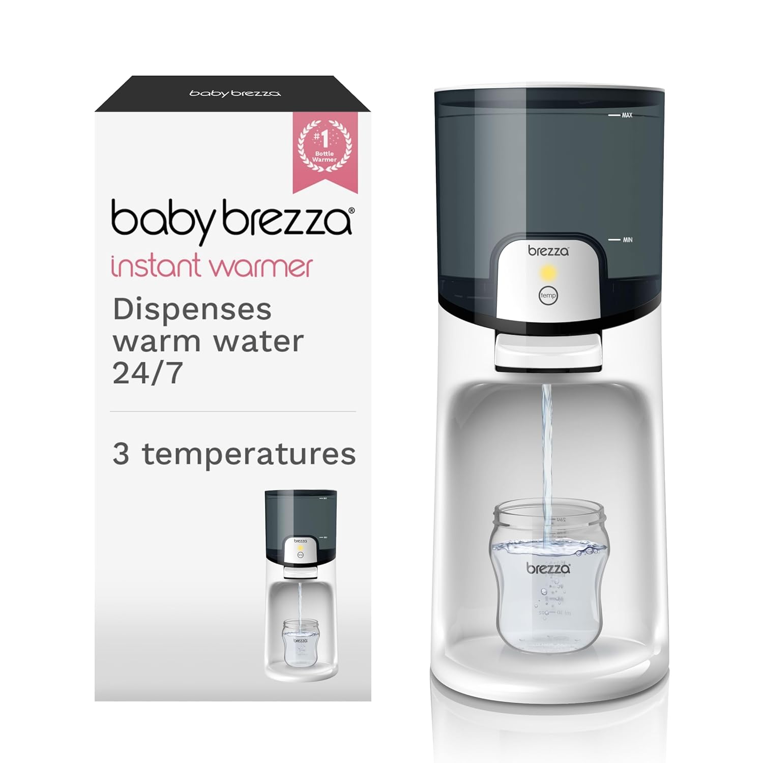 Baby Brezza Instant Baby Bottle Maker formula 3 temperature settings one touch dispense