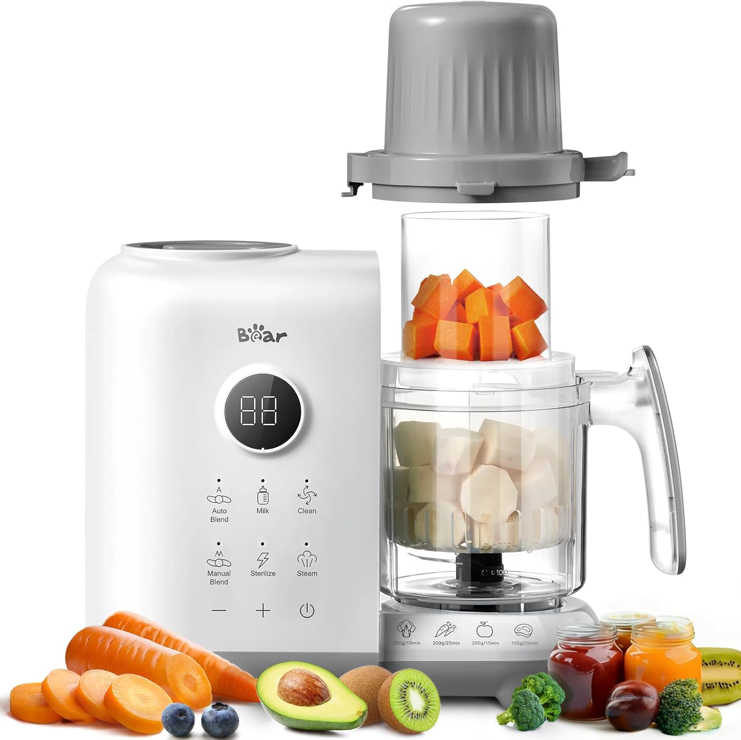 best baby food makers 2026 Bear Baby Food Maker dual-layer steam baskets 18.5oz 5 servings bottle sterilizer