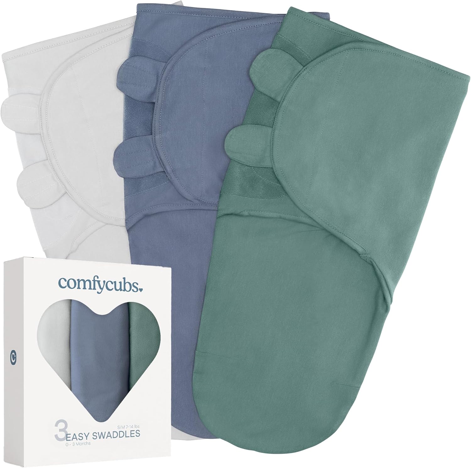Comfy Cubs easy swaddle blanket 3 pack cotton newborn 0-3 months budget wrap