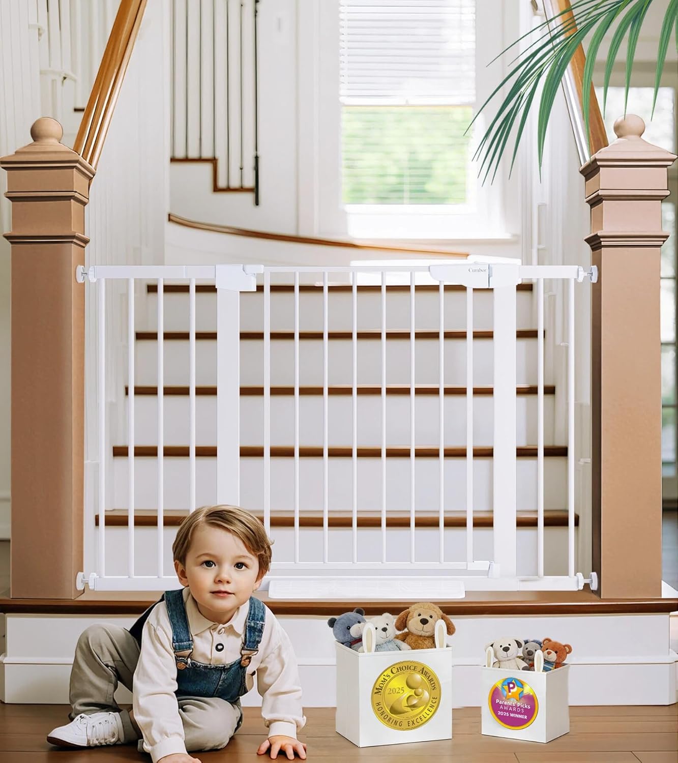 best baby gates 2026 Cumbor 29.7-48 auto close pressure hardware mount stairs doorways