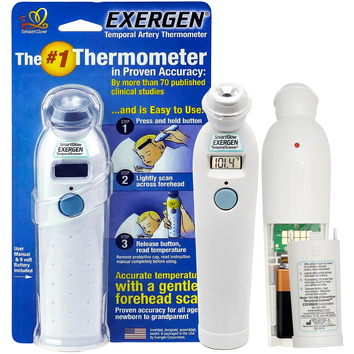 Exergen TAT-2000C temporal artery thermometer forehead swipe sleeping baby accurate gentle