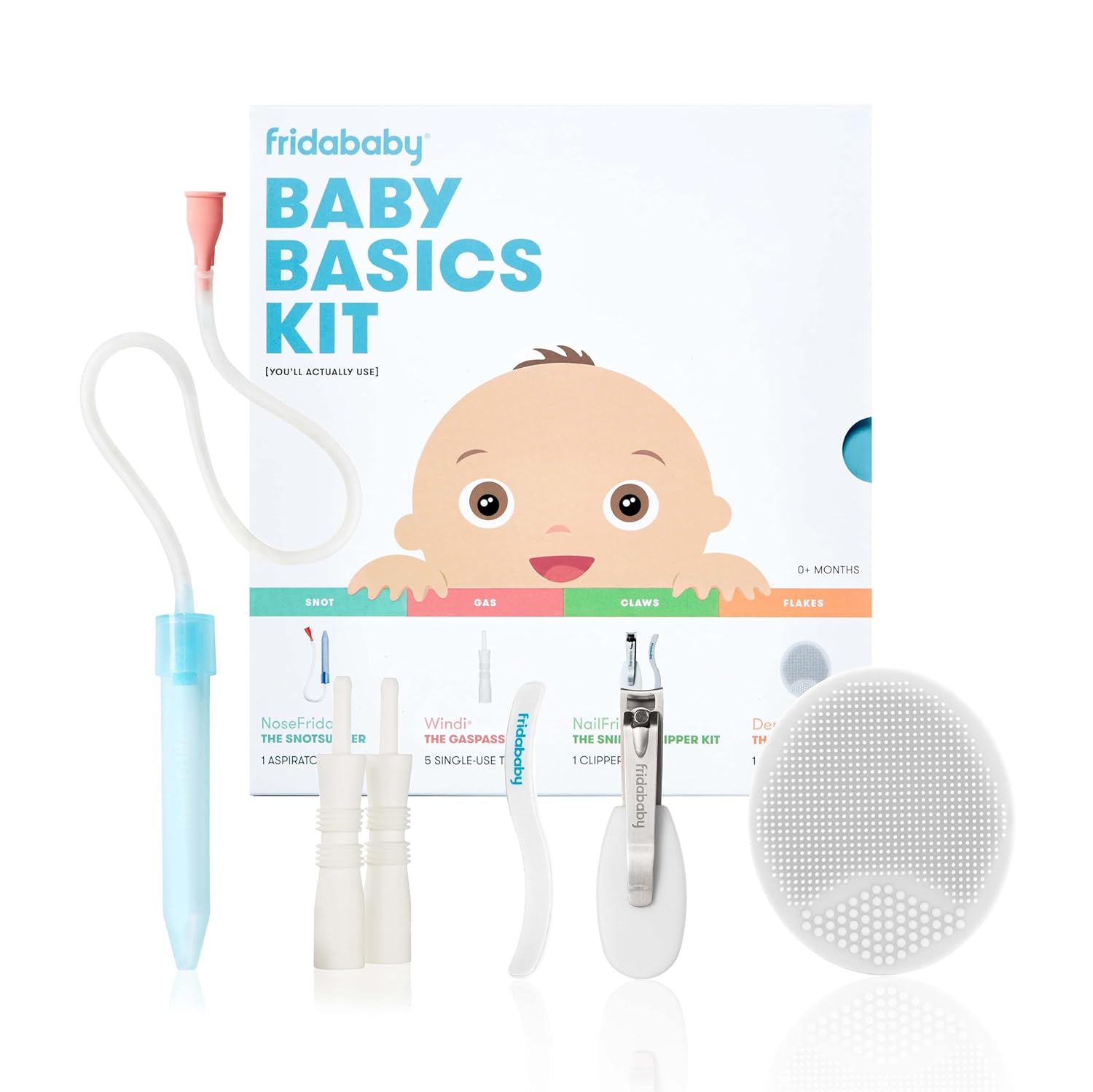 best baby grooming kits 2026 Frida Baby Basics Kit 6pc nasal aspirator NailFrida Windi DermaFrida silicone carry case compact