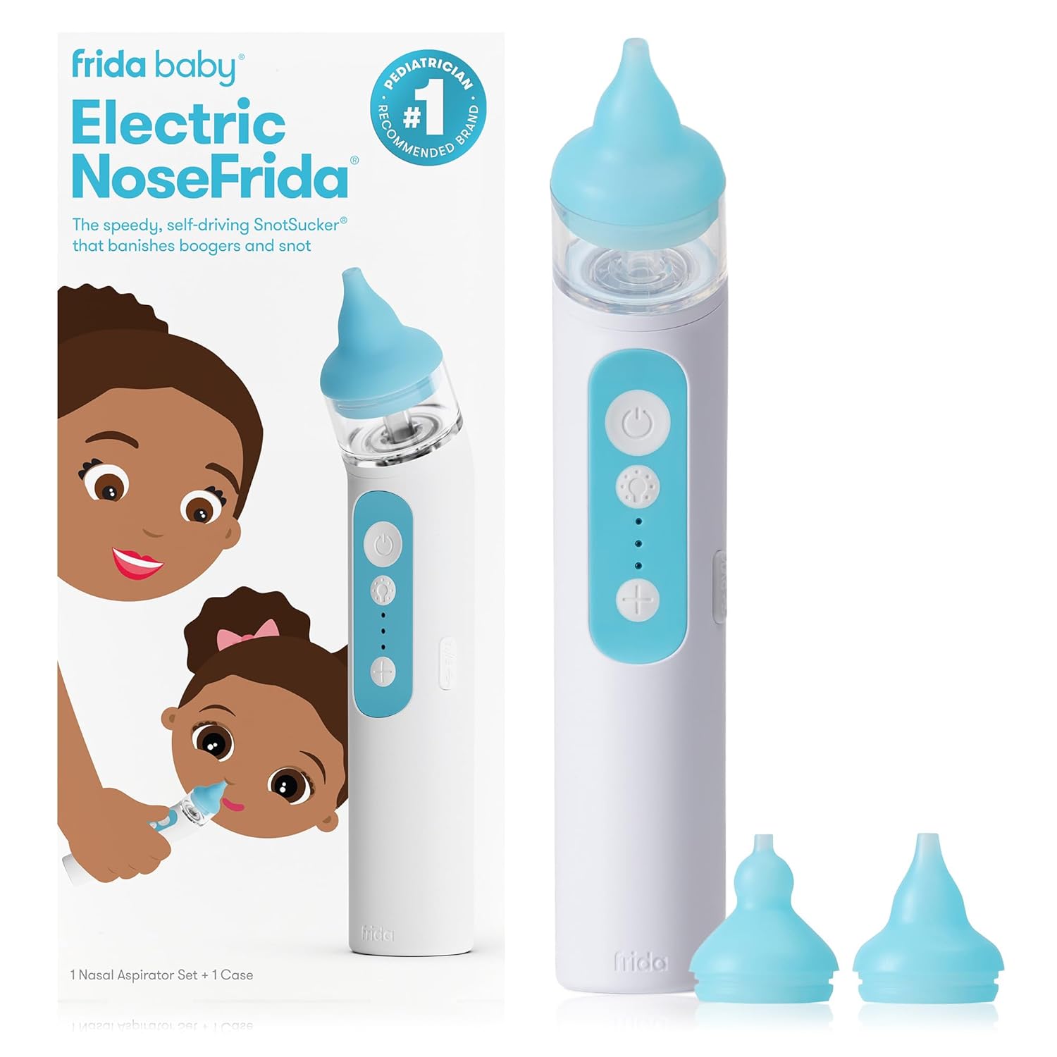 best baby nasal aspirators 2026 Frida Baby Electric NoseFrida 3 suction levels USB rechargeable 2 silicone tips hands-free