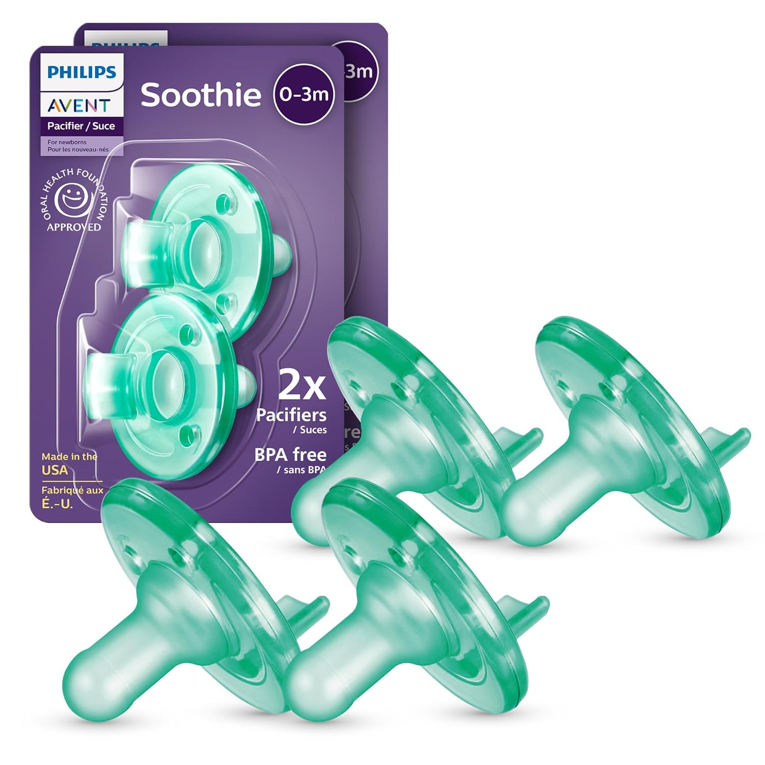 best baby pacifiers 2026 Philips Avent Soothie 100% silicone one-piece medical-grade hospital NICU AAP compliant BPA-free