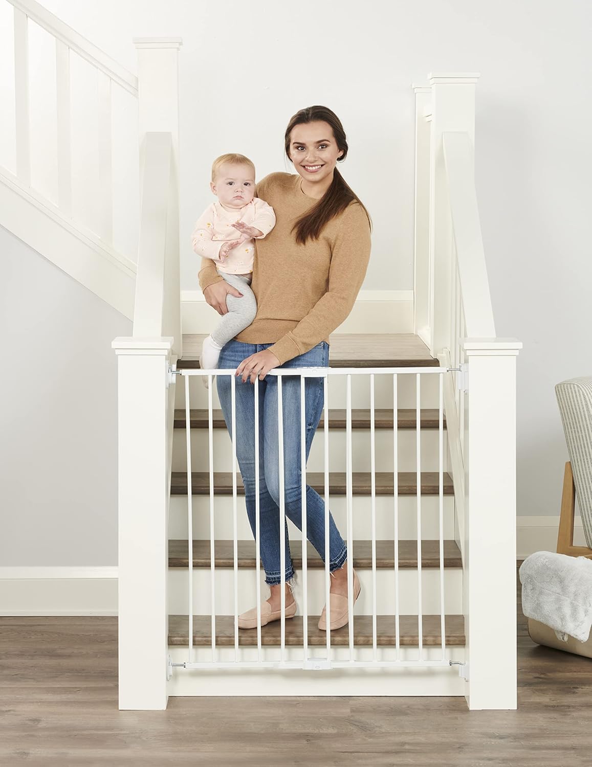 Regalo 2-in-1 Extra Tall Easy Swing stairway hallway baby gate hardware mount top of stairs