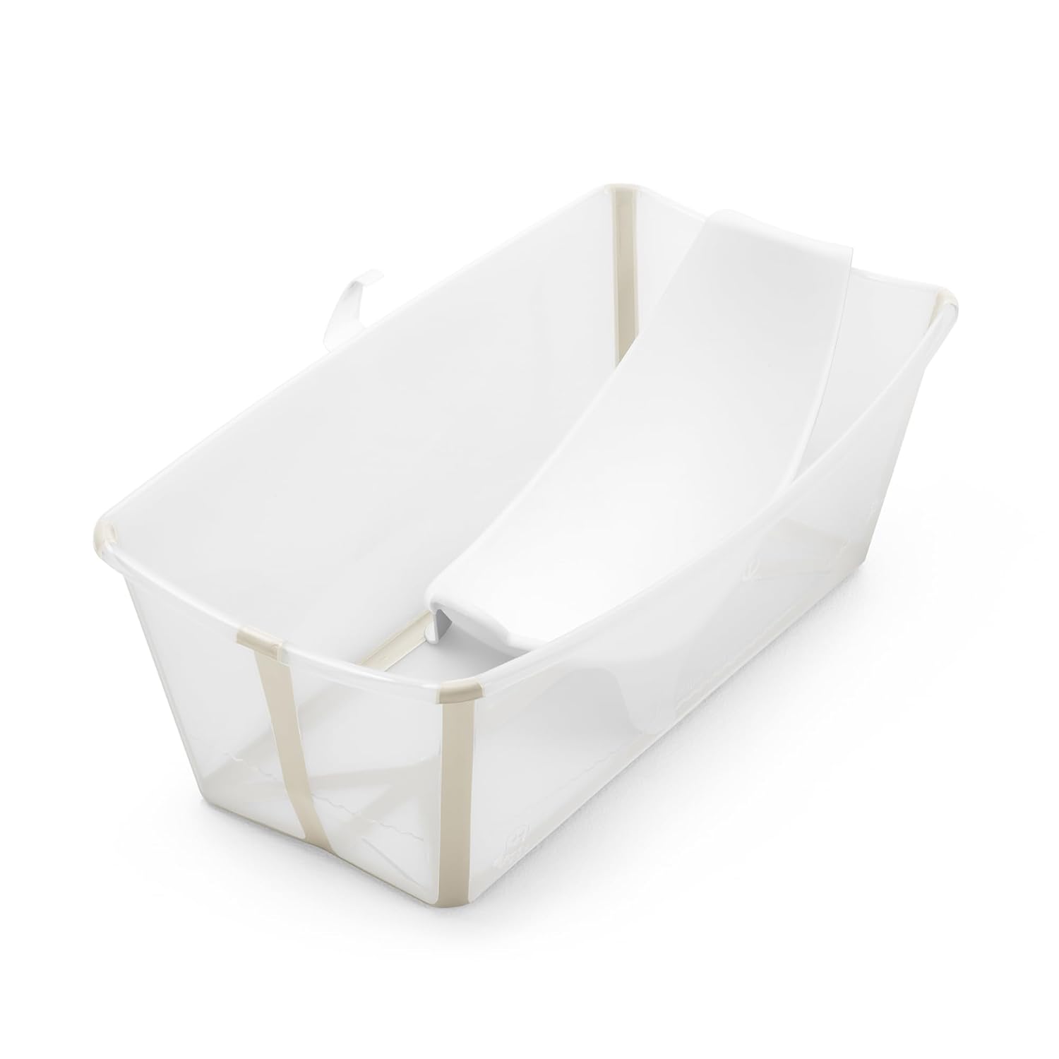 best baby bathtubs 2026 Stokke Flexi Bath Bundle Sandy Beige foldable newborn support heat-sensitive plug premium Scandinavian