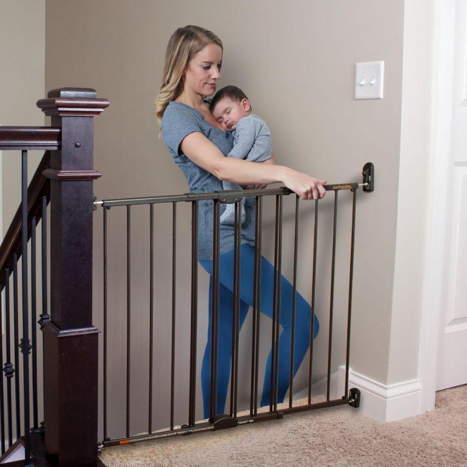 Toddleroo by North States Easy Swing Lock Baby Gate Series 2 hardware mount 36 inch tall stairs